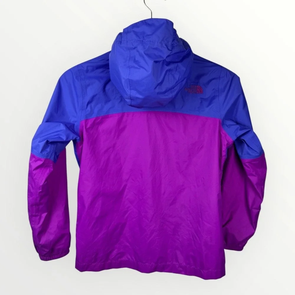 The North Face Windbreaker Jacket Girls Medium 10/12 Purple Blue Hooded Lined